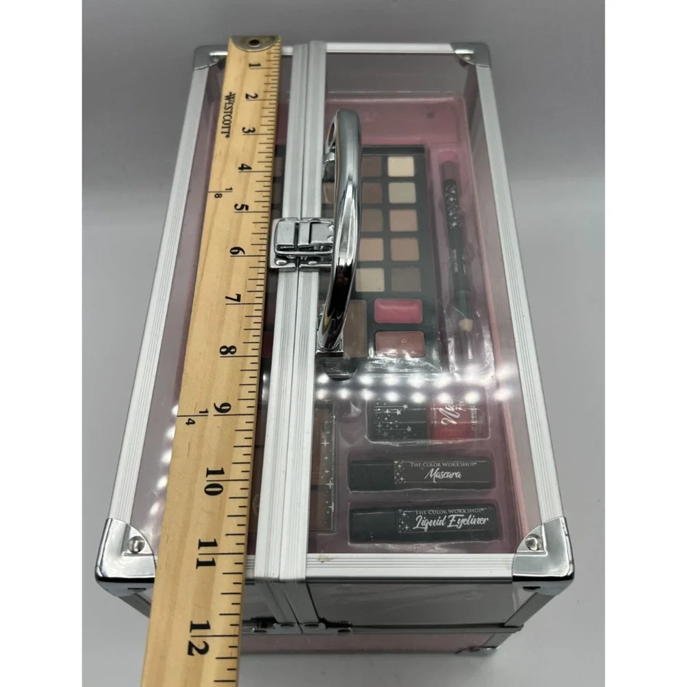 The Color Workshop Makeup Train Case Pink Cosmetic Kit Eyeshadow Lip Gloss New